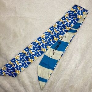 Blue & Gold Floral Bag Twilly / Scarf ‘Like Summer. Like Rain’ NEW
